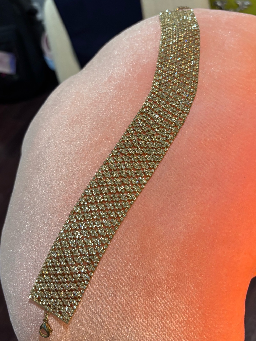 Gold Crystal Mesh Choker